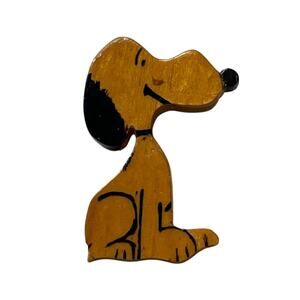 Vintage Wood Peanuts Snoopy Brooch Antique Snoopy Pin Charlie Brown